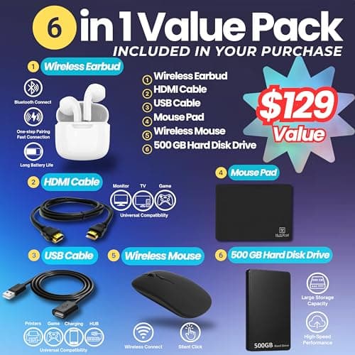 HP 14 Laptop Student Business 2025 Flagship Computer, AI Copilot, 4-Core 13th Gen Intel CPU, 16GB RAM 628GB Storage (128GB UFS+500GB Ext) 1-Yr Office 365 Long Battery HubxcelAccessory Win 11S Lavender