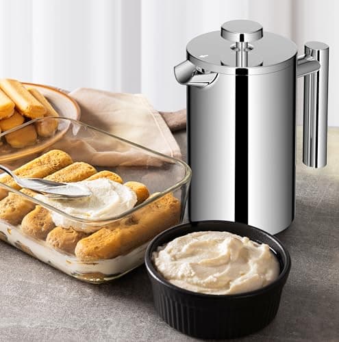Meelio French Press Coffee Maker, 600ml/20oz Silver Stainless Steel Coffee Press, Double-Wall Insulated, Food Grade & Rust-Free, Included 2 Extra Filters, Dishwasher Safe — view 8