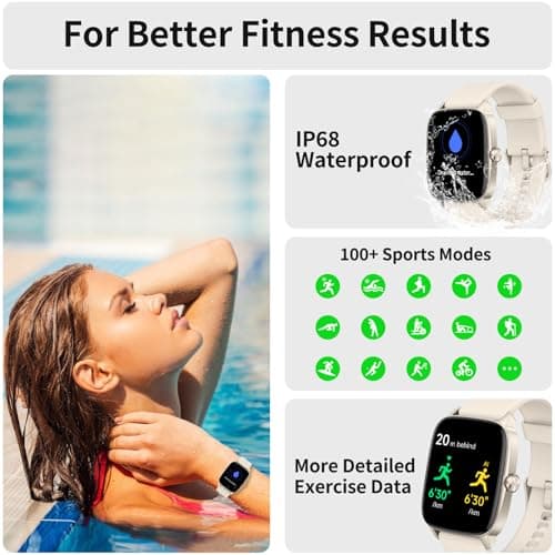 Smart Watches for Men Women with Bluetooth Calling, Heart Rate Sleep Monitor, 1.85 Inch Screen, DIY Dial, 100+ Sports Modes, AI Built-in Fitness Tracker, IP68 Waterproof, Smartwatch for Android iPhone — view 5