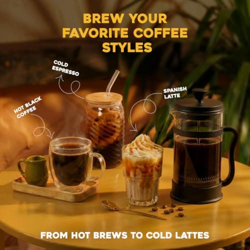 Utopia Kitchen Borosilicate Glass French Press Coffee Maker 34 Oz, Black — view 5
