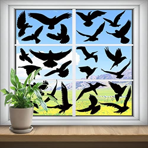Hianjoo 37 Piece Large Size Anti-Collision Bird Stickers Alert Decals for Preventing Bird Strikes, Black