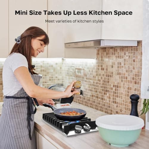 12 Inch Gas Cooktop, ThermoMate Heavy Built In Gas Rangetop with 2 High Efficiency SABAF Burners, NG/LPG Convertible 304 Stainless Steel Stove Top with Flame Out Protection, CSA Certified — view 4