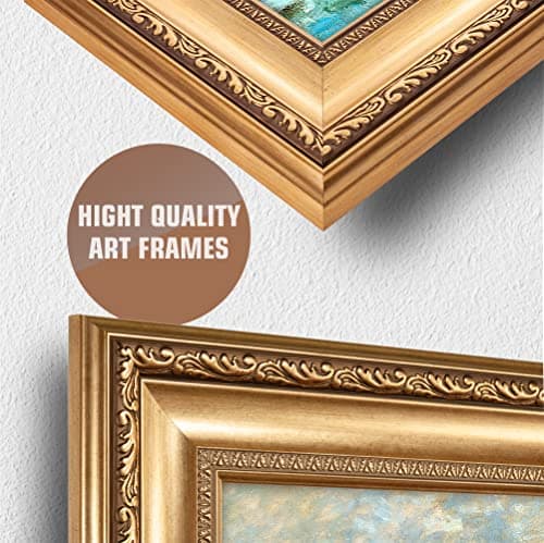 The Museum at Le Havre by Claude Monet Framed Size:36x30 inches,Image Size:30x24 inches World Classic Reproductions For HomeDecor,Wide Gold Frame
