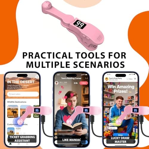 HalfofLife Auto Clicker for iPhone & TikTok Live - Auto Tap, Auto Screen Tapper for Smart Phone, Customizable Timing for Social Media, Broadcasts Likes, Lightning Deal, Reward Task (Pink)