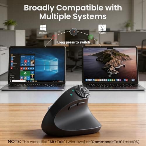 SABLUTE MAM51 Ergonomic Mouse Wireless with Side Scroll Wheel, Bluetooth Mouse with 4000 DPI, 8 Buttons Office Wireless Computer Mouse, Small to Medium Sized Hands Vertical Mice for PC and Desktop — view 5