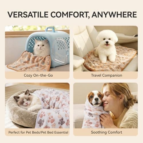 LINENLUX 1 Pack 3 Blankets Super Soft Fluffy Premium Fleece Dog Blankets for Puppy Cat Pet Blanket Flannel Throw Warm Sleep Dog Paw-3pcs 31x20 inch — view 2
