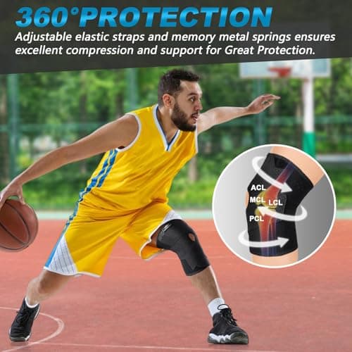 Knee Brace with Side Stabilizers, Adjustable Knee Support for Men/Women, Compression Knee Braces Support for Meniscus Tear, Arthritis, ACL/MCL, Knee Pain Relief,Running,Weightlifting,Sports — view 5