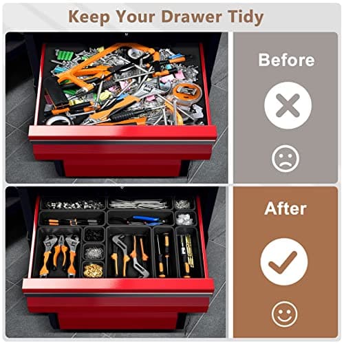 A-LUGEI【70】【6 Size】Tool Box Organizer Tray Divider Set, 【Black】 Desk Drawer Organizer, Garage Organization and Storage Toolbox Accessories Rolling Tool Chest Cart Cabinet WorkBench Small Part — view 3