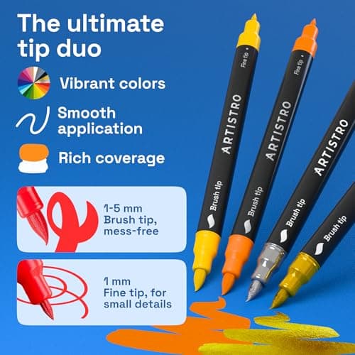 ARTISTRO 24 Acrylic Paint Markers - Paint Pens for Drawing - For Fabric, Rock, Glass, Wood, Molds - Arts & Crafts Gift for Adults, Teens, Kids, Classroom Must Haves & School Supplies — view 2