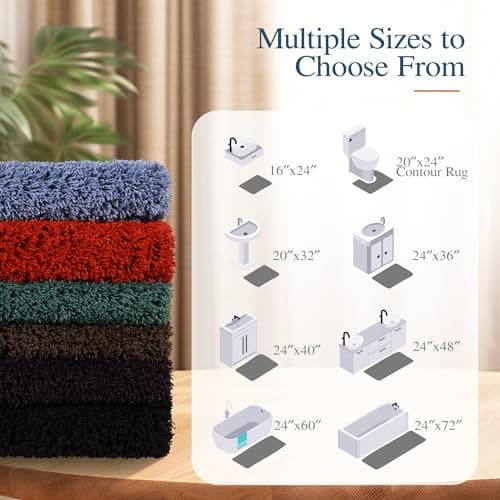 Walensee Large Bathroom Rug (24 x 48, Hunter Green) Extra Soft and Absorbent Shaggy Bathroom Mat Machine Washable Microfiber Bath Mat for Bathroom, Non Slip Bath Mat, Luxury Bathroom Floor Mats — view 6