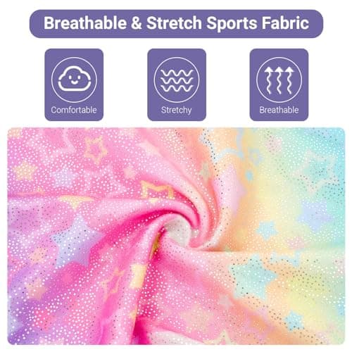 JiAmy Gymnastics Leotards for Girls, Sparkly Gymnastics Athletic Bodysuit Outfit with Shorts for Kids 3-12 Years — view 4