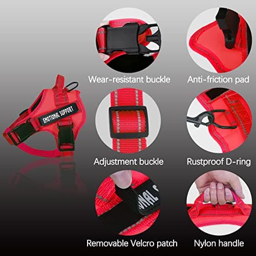 voopet Service Dog Harness, Emotional Support Pet Vest Harness, Reflective Breathable and Adjustable No-Pull ESA Dog Harness for Small Medium Large Dogs (with 4 PCS Removeable Tags)