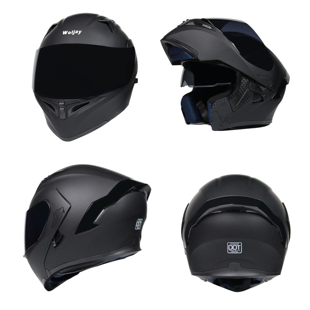 Full Face Flip Up Motorcycle Modular Helmet Integrated Motorbike Dual Visor for Adults Men Women Moped Street Racing DOT Approved — view 2