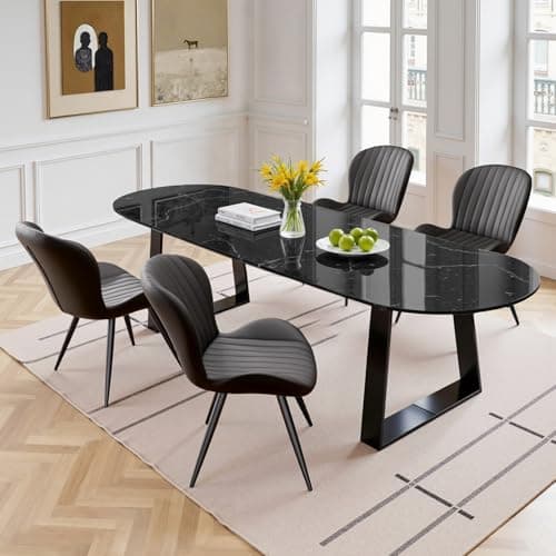 Daluvenix Dining Chairs Set of 4,Modern Fabric Dining Chairs Featuring Ergonomic Backrests, Thickly Padded Cushions, and Sturdy Metal Legs, Suitable for Kitchen, Living Room, and Bedroom,Black