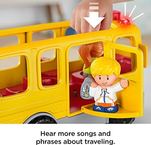 Fisher-Price Little People Musical Toddler Toy Sit with Me School Bus with Lights Sounds & 2 Figures for Pretend Play Kids Ages 1+ Years — view 3