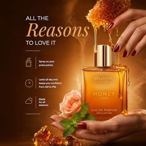 Bellavita Luxury Honey Oud Eau de Parfum | 100 ml (3.4 fl.oz.) | Perfume for Men and Women | Sweet Honey, Bergamot, Oud, and Amber Notes | Women's Day Special — view 4
