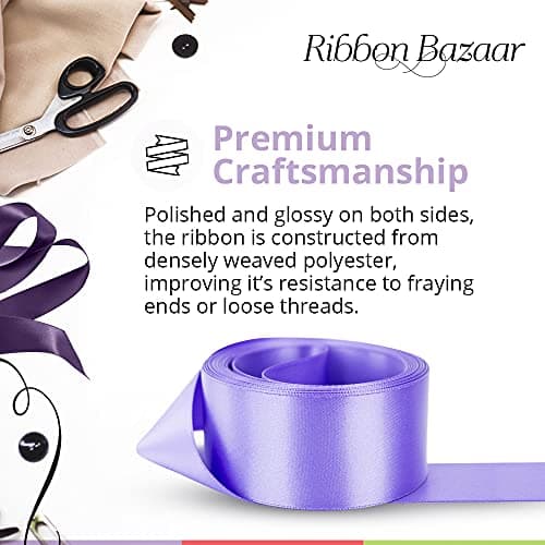 Ribbon Bazaar Double Faced Satin - Premium Gloss Finish - 100% Polyester Ribbon for Gift Wrapping, Crafts, Scrapbooking, Hair Bow, Decorating & More - 1-1/2" Eggplant 50yd Spool — view 3