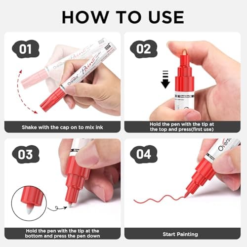 Overseas Oil-Based Fine Tip Paint Marker Pen - 2 Pack White 0.9mm Fine Nib Permanent Markers, Quick Dry, Waterproof, Fade Resistant Paint Pens for Metal, Wood, Rock, Plastic, Ceramics, Rubber, Glass — view 6