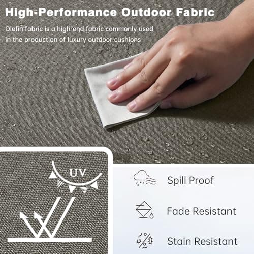 Belord Luxury 6" Thick Outdoor Cushion 4 Set - 24 x24 Inch 28D Sponge Filling Fade-Resistant Chair Cushion, Spill Proof Removable Patio Furniture Replacement Cushion for Sofa Bench - Grey — view 2