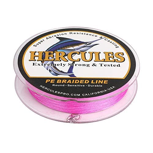 HERCULES Super Strong 300M 328 Yards Braided Fishing Line 30 LB Test for Saltwater Freshwater PE Braid Fish Lines 4 Strands - Pink, 30LB (13.6KG), 0.28MM — view 3