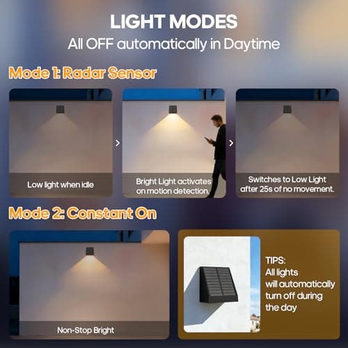 Soiarllt 2 Pack Solar Wall Sconces Outdoor, Solar Lights Outdoor for Deck Patio Fence Garage Door Dawn Lighting Wall Sconce IP65 Waterproof — view 3