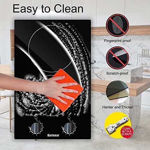 Karinear 2 Burner Electric Cooktop 12 Inch Built-in Electric Stove Top, 220v- 240v Radiant Cooktop with Residual Heat Indicator, Knob Control, Over-Temperature Protection, Hard Wire(No Plug) — view 4