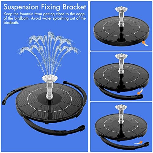 AISITIN 3.5W Solar Fountain Pump for Water Feature Outdoor DIY Solar Bird Bath Fountain with Multiple Nozzles, Solar Powered Water Fountain for Garden, Ponds, Fish Tank and Aquarium — view 4