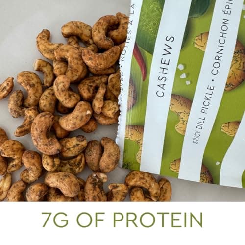 Handfuel Spicy Dill Pickle Cashews, Hand Roasted Salted Cashews, 7g of Protein, Proudly Canadian Made Plant Based Flavoured Nuts, Gluten Free - 120 Grams — view 3