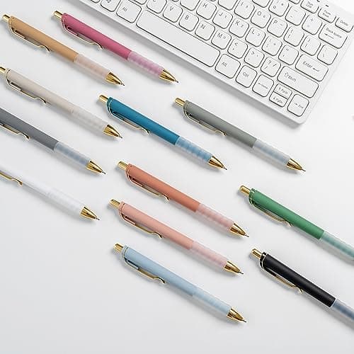 Linbsunne Ballpoint Pens Black Medium Point 1mm Pen with Super Soft Grip Ball Point Pen for Men Women Retractable Pens (gold-12 pcs) — view 5