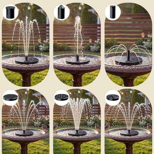 AISITIN Solar Fountain, Solar Bird Bath Fountains Pump with 6 Nozzles, 2026 Upgraded Free Standing Floating Solar Powered Water Fountain Pump for Bird Bath, Garden, Pond, Pool and Outdoor — view 4