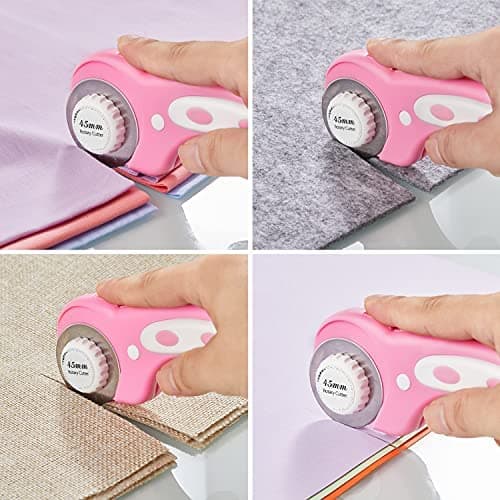 Headley Tools 45mm Rotary Cutter with 5pcs Extra Blades, Ergonomic Handle Rolling Cutter with Safety Lock for Crafting, Sewing, Quilting, Fabric Rotary Cutter Perfect for Left & Right Hand (Pink) — view 3