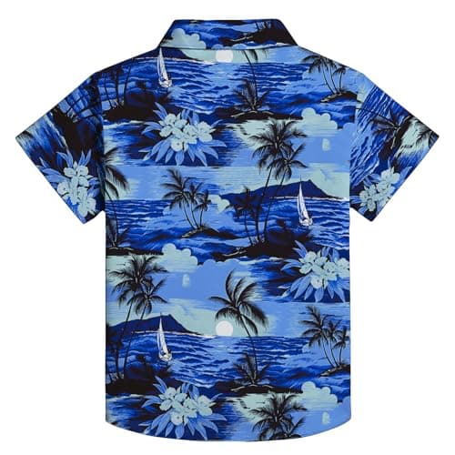 QAUN Hawaiian Shirt for Kids Boys Hawaiian Shirts Summer Button Down Shirt Cusual Tops 5-14 Years — view 2