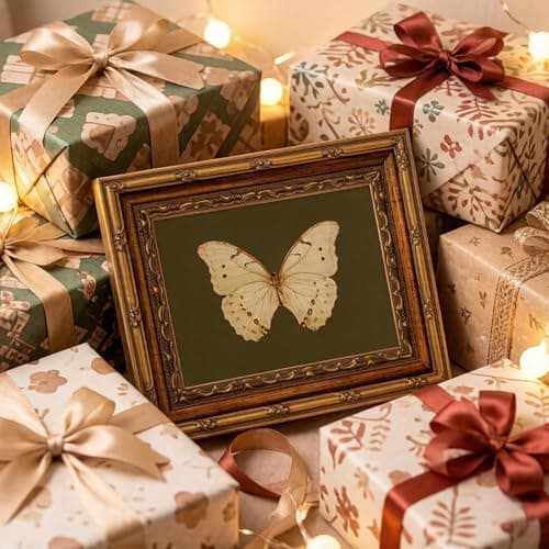 Vintage Gold Framed Wall Art Classical White Butterfly Wall Art Small Moody Insect Green Wall Decor Picture Antique Cottagecore Moth Gallery Aesthetic Poster Print for Living Room Bedroom 9x11in — view 6