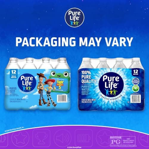 Pure Life Purified Bottled Water, 12 Pack - Still Drinking Water Enhanced with Minerals for a Crisp Taste - 16.9 Fl Oz - Toy Story 5 Packaging Graphics — view 2