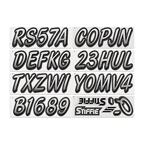 STIFFIE Whipline Silver/Black 3" Alpha-Numeric Registration Identification Numbers Stickers Decals for Boats & Personal Watercraft — view 2