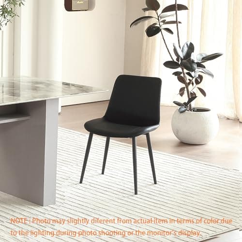 Ironalita Black Leather Dining Chairs Set of 4, Mid Century Modern Faux Leather Kitchen & Dining Room Chairs, Comfortable Dinner Chair Kitchen Chair for Restaurant Living Room, Cafe, Home (4, Black) — view 5