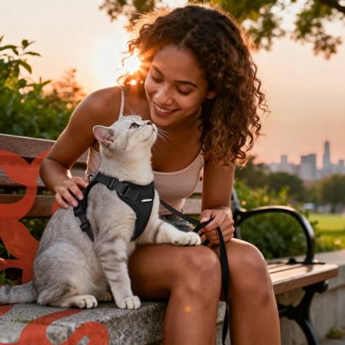 rabbitgoo Cat Harness and Leash for Walking, Escape Proof Soft Adjustable Vest Harnesses for Small Medium Cats, Easy Control Breathable Reflective Strips Jacket, XS, Black — view 8