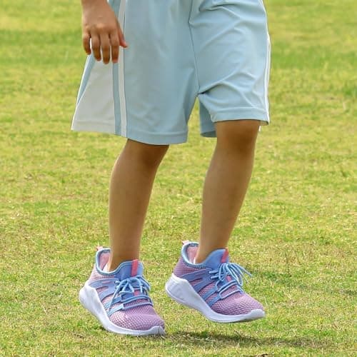 RUNSIDE Boys Girls Tennis Shoes Kids Lightweight Breathable Sneakers Lace-up Running Athletic Shoes for Toddler/Little Kid/Big Kid Purple — view 2