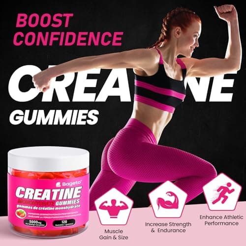 Creatine Monohydrate Gummies 5000mg for Men & Women, Gomitas de Creatina 5g Creatine Monohydrate, 0g Sugar Creatine Pre-Workout for Muscle Strength, Vegan, 120 Count Strawberry (Pack of 1) — view 2