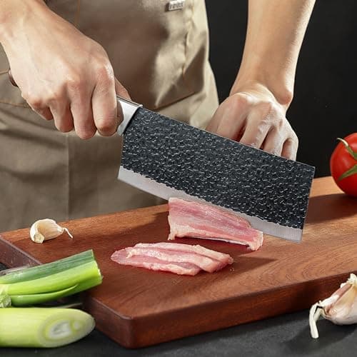 3PCS Chef Knife, Little Cook Chef Knife Set, Includes 7 inch Chef Knife, 7 inch Cleaver Knife and 4.5 inch Boning Knife, Premium Stainless Steel With Ergonomic Plastic Handle (Blackening technique) — view 2