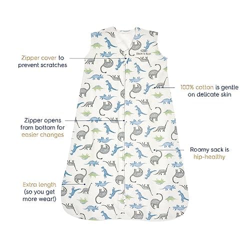 HALO Sleepsack, 100% Cotton Wearable Blanket, Swaddle Transition Sleeping Bag, TOG 0.5, Watercolor Dinos, X-Large, 18-24 Months — view 2