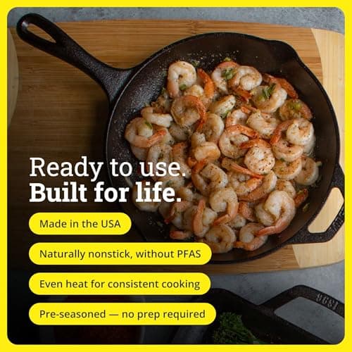 Lodge Seasoned Cast Iron Skillet 10.25 Inches - PFAS-Free, Non-Toxic Cookware - Use with an Oven, Stove, Grill, or Campfire - Naturally Non-Stick & Oven Safe — view 4