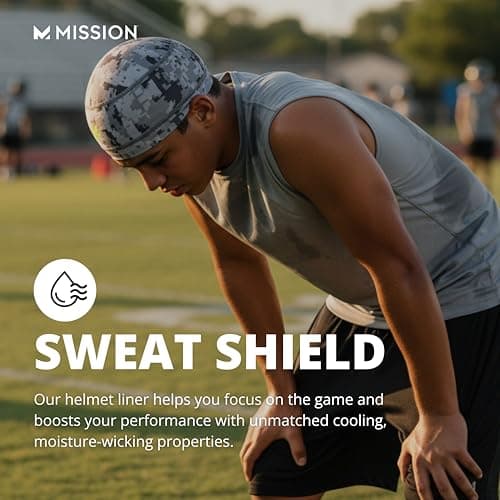 MISSION Cooling Helmet Liner- Cools Instantly When Wet, UPF 50, Wear Under Helmets, Hardhats & More- Black — view 3
