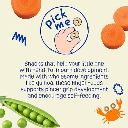 Earth's Best Organic Melty Hoops, Bite-Sized Snacks for Babies 8 Months and Up, Spring Veggie, 0.32 Ounce Individual Bags (Pack of 4) — view 4