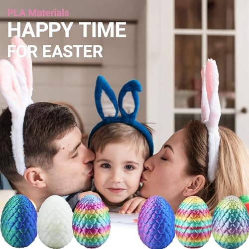 6PCS 3D Printed Dragon Eggs with Dragon Inside, Easter Basket Stuffers Mini Mystery Crystal Egg Fidget Toy, Surprise 3D Printed Animals Toy — view 6