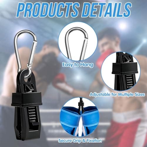 2Pcs Metal Glove Clip Holder for Boxing Bag Gloves | Strong Carabiner Clip to Secure & Carry MMA, Muay Thai Gloves on Backpack, Duffel, Luggage, Gym Bag | Boxing Accessories Organizer — view 2