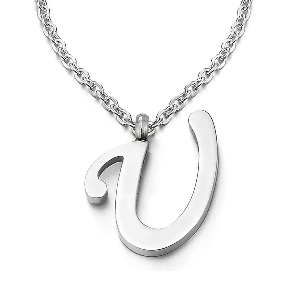Nombre Inicial Letra del Alfabeto A Colgante, Collar de Mujer Hombre, Acero Inoxidable,50cm Cadena Cuerda — view 9