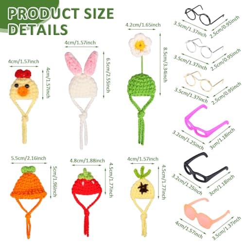 6 Set 7inch Desk Goose Outfits, Desktop Goose Clothes with Mini Knitting Hats and Sunglasses, Cute Desk Gooses Accessories Set, Spring Holiday Decor for Magnetic Goose Statue, Desktop Gooses