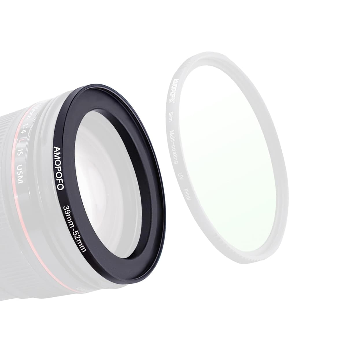 39mm Lens to 52mm Camera Filter Ring,39mm-52mm Step Up Ring For Filters,Made Of CNC Machined aluminum.for 52mm UV,ND,CPL Camera Filter accessories
