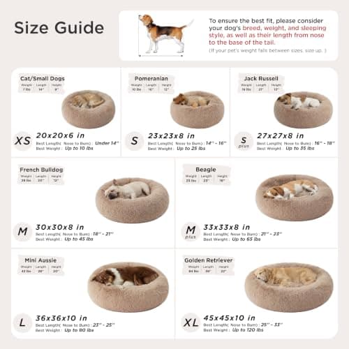 Bedsure Calming Dog Bed Medium Size Dog Donut Washable Pet Bed,30ins Camel — view 7